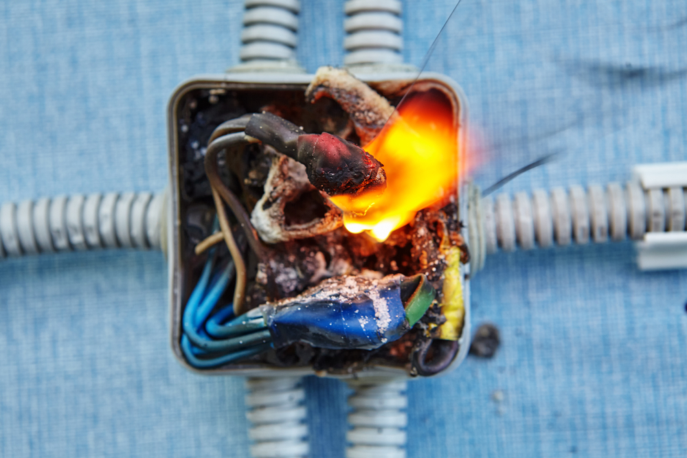 Kriechstrom Material brennt